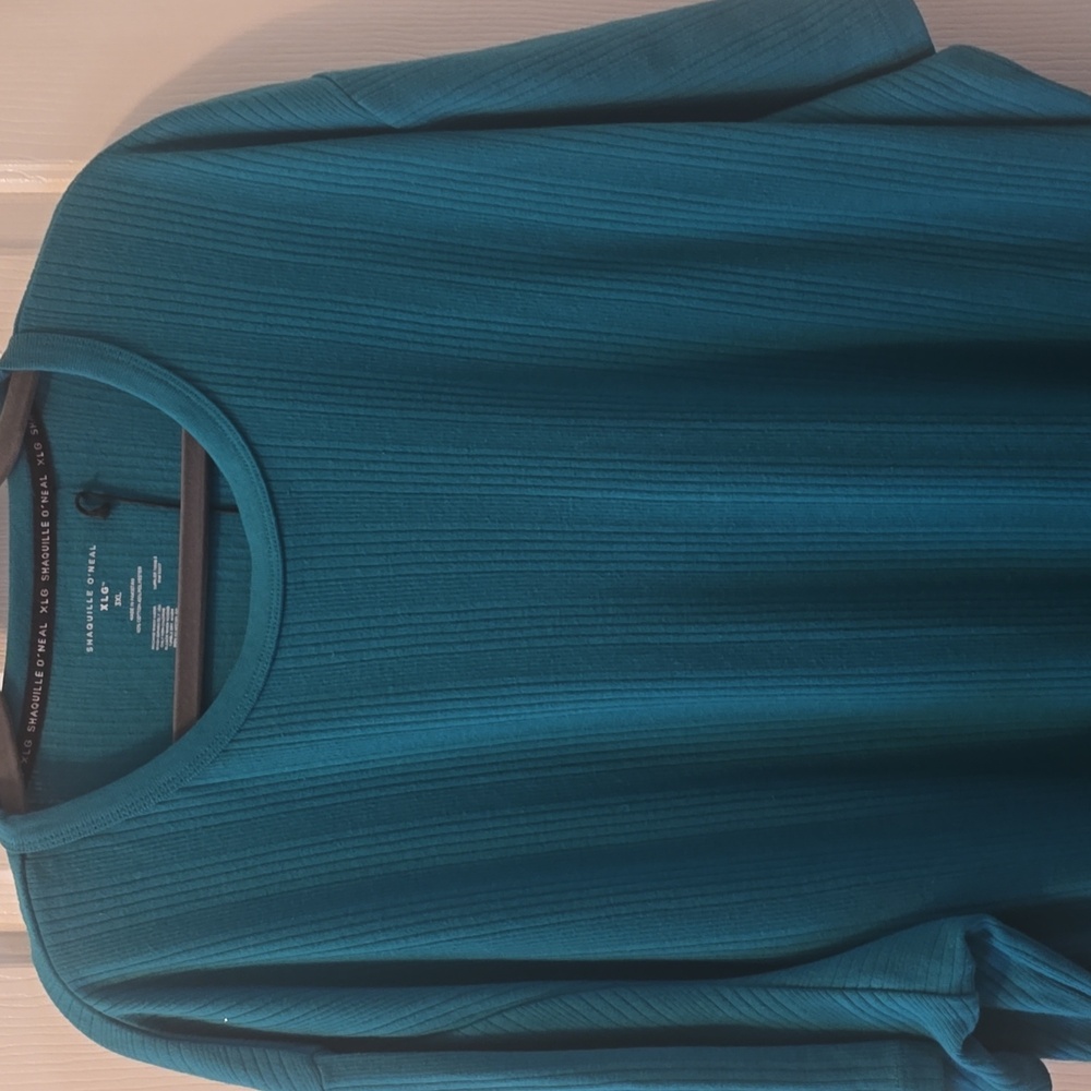 SHAQUILLE O'NEAL BRAND MENS TEAL BIG & TALL SHORT SLEEVE RIBBED T-SHIRT SIZE 3XL